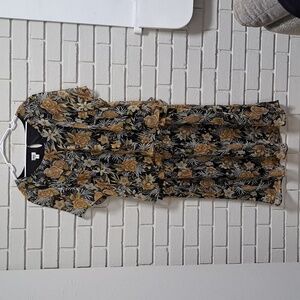 J.B.S. Women Formal Floral Ruffle Sheer Sleeve Maxi Dress. Size 34W NWOT